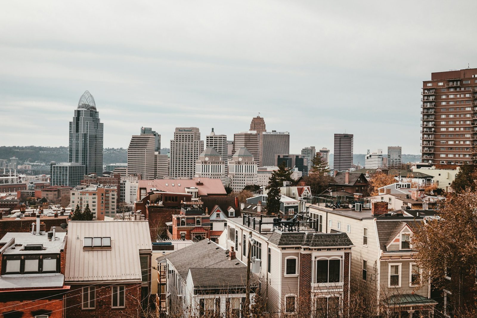 Homes in Mount Adams overlooking the downtown Cincinnati basin